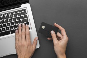 Top View Laptop Black Shopping Card Scaled